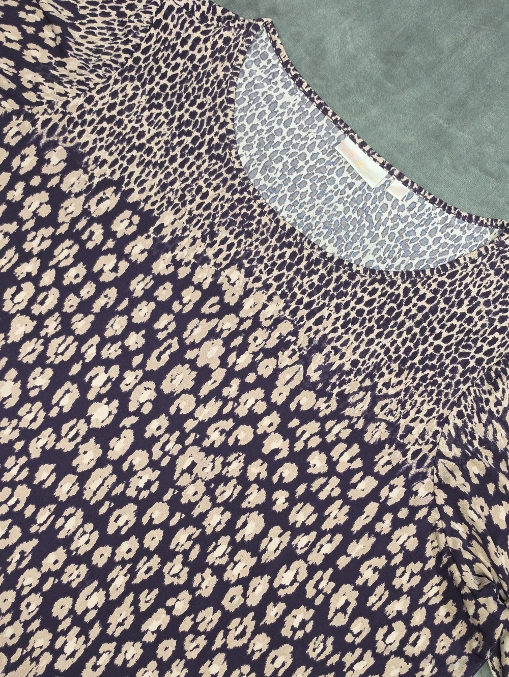 Belle by Kim Gravel Purple and Soft Pink Leopard-Print Blouse 3X Plus